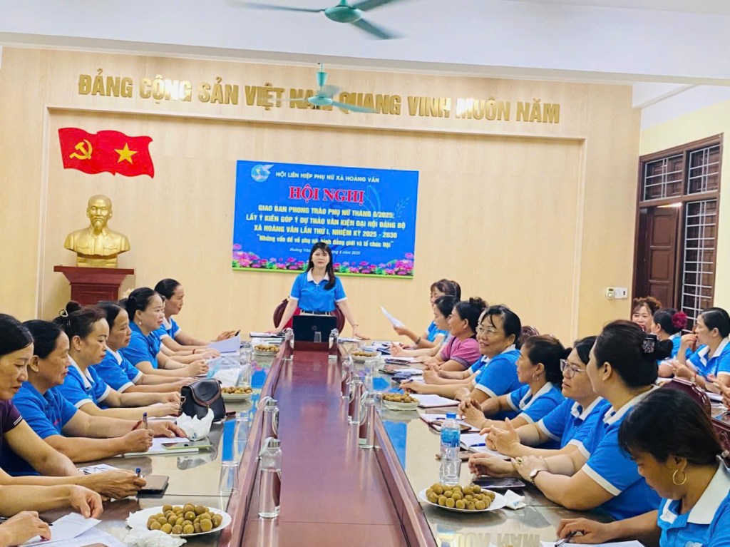 Hội Liên hiệp phụ nữ xã Hoàng Vân tổ chức Hội nghị giao ban tháng 8; Lấy ý kiến đóng góp vào dự thảo Văn kiện Đại hội Đảng bộ xã nhiệm kỳ&nbsp;2025-2030