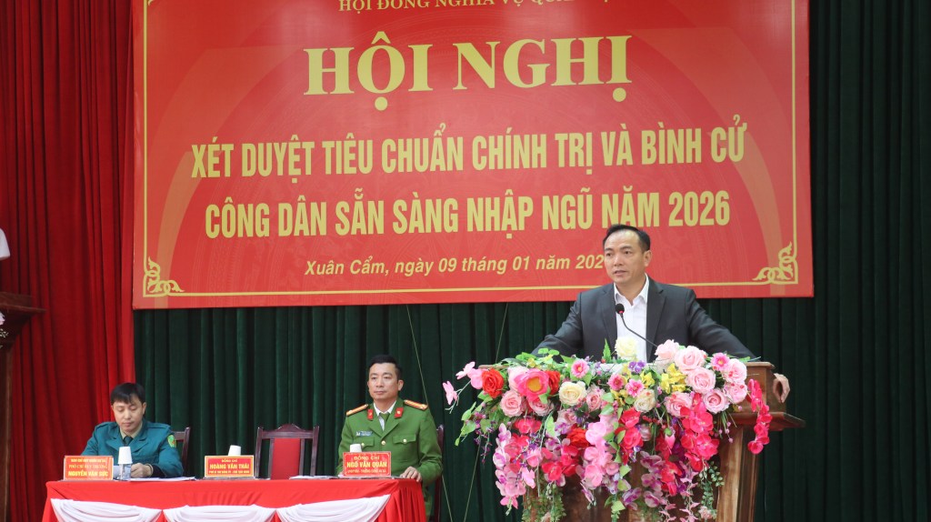 Hội đồng Nghĩa vụ quân sự xã Xuân Cẩm xét duyệt tiêu chuẩn chính trị và bình cử công dân sẵn sàng nhập ngũ năm&nbsp;2026