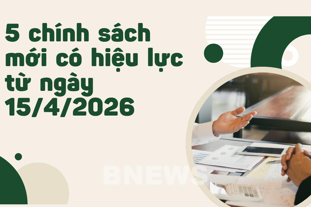 5 chính sách mới có hiệu lực từ ngày&nbsp;15/4/2026