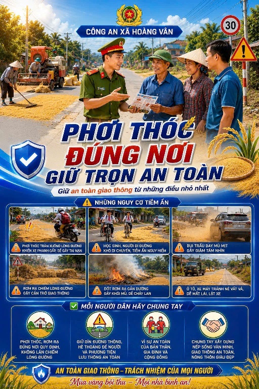 Tiềm ẩn nguy cơ tai nạn giao thông từ việc phơi thóc trên&nbsp;đường