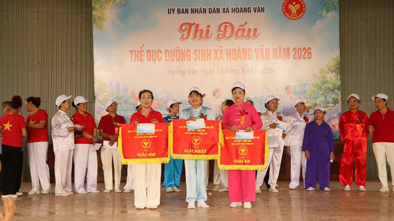 Sôi nổi Hội thi thể dục dưỡng sinh xã Hoàng Vân năm 2026
